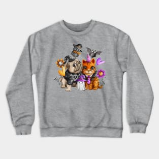 Cat and Dog Halloween Crewneck Sweatshirt